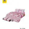 SATIN PLUS ชุดผ้าปู 3.5ฟุต PL038 การ์ตูน สีชมพู (5ชิ้น/ชุด) รูปที่ 1