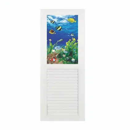 ประตู UPVC กระจกนิรภัย ปลาการ์ตูน ไม่เจาะ (+วงกบ) 70 x 180 ซม. SP006 สีขาว OKKN