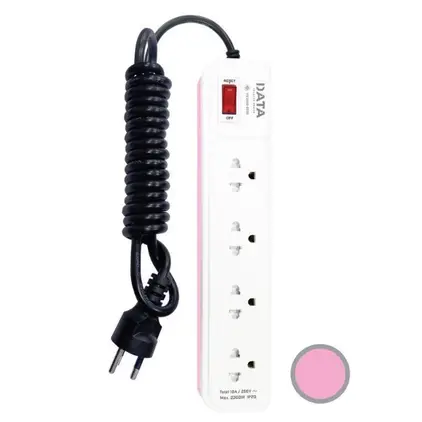 รางปลั๊กไฟ มอก. 4 ช่อง 1 สวิตช์ 5 ม. AP4195 สีชมพู DATA