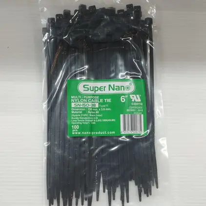 สายรัดเคเบิ้ลไทร์ 150 มม. (6 นิ้ว) SN150-3B สีดำ NANO