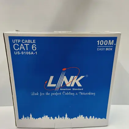 สายแลน CAT6 ภายใน(250MHz) 24AWG CM กล่อง 100 ม. US9106A1 สีฟ้า LINK
