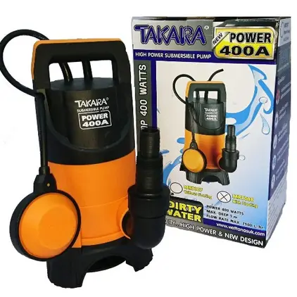 ปั๊มจุ่มแช่พลาสติก พร้อมลูกลอย 750W 1 นิ้ว,1-1/4 นิ้ว,1-1/2 นิ้ว POWER-400A TAKARA