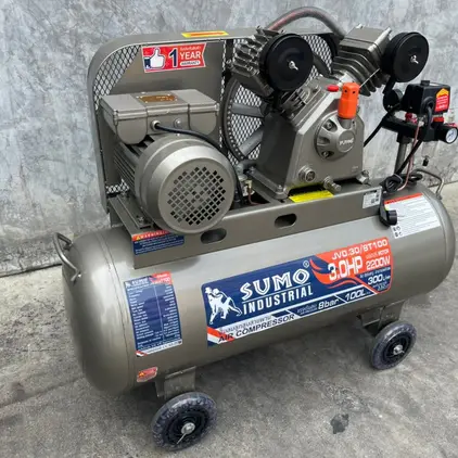 ปั๊มลมสูบสายพาน 3HP 100 ลิตร JV0.30/8T100 SUMO