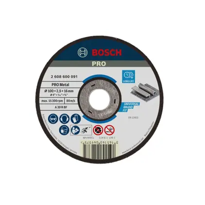 ใบตัดเหล็ก 4 นิ้ว หนา 2.5 มม. 2608600091 BOSCH