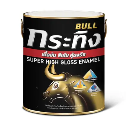 สีน้ำมันเคลือบเงา Bull SuperGloss Enamel KG000 (1/4กล.) สีบรอนซ์เงิน(Bright Silver) BEGER