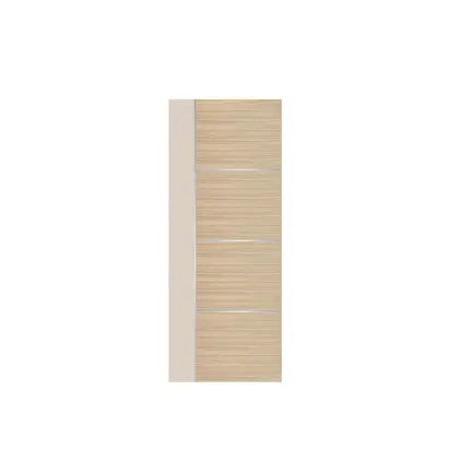ประตู WPC เซาะร่องเส้นอลูมิเนียม 80 x 200 ซม. 3.5 ซม. WP-4 สีครีมเข้มลายไม้ ECO-DOOR