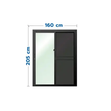 ประตูบานเลื่อน สลับ + มุ้ง 160 x 205 ซม. LP-S2-D03-BL1 สีดำ LYNN