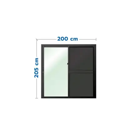 ประตูบานเลื่อน 2 ช่อง + มุ้งลวด 200 x 205 ซม. X SERIES LP-X2-D04-BL1 สีดำ LYNN