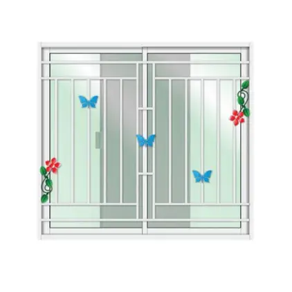 หน้าต่างบานเลื่อนสลับ มีมุ้ง เหล็กดัด 150 x 110 ซม. LP-OK-W07-OW-GB-BL1 สีขาว LYNN