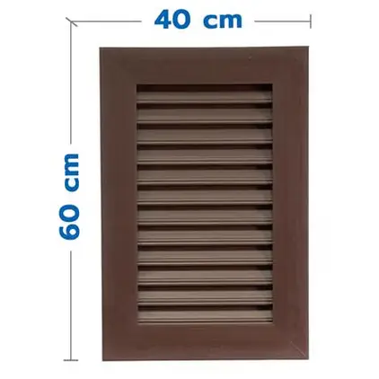 ช่องระบายอากาศ แนวตั้ง มีมุ้ง 40 x 60 ซม. สีโอ๊ค WT