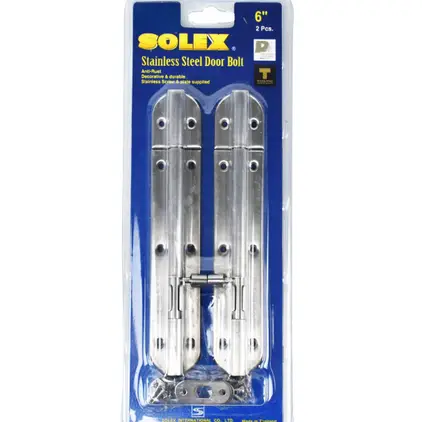 กลอนสแตนเลส 6 นิ้ว (แผง)- แพ็คคู่ SS SOLEX