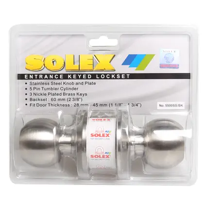 กุญแจลูกบิด ห้องน้ำ รุ่น 5500 SS/BK SOLEX