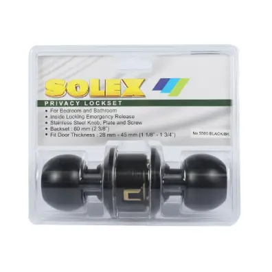ลูกบิดประตู ห้องน้ำ (แผง) NO.5500 BLACK/BK SOLEX
