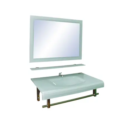 เคาน์เตอร์แก้ว+กระจก H3000 สีขาวมิ้นท์ HAUS