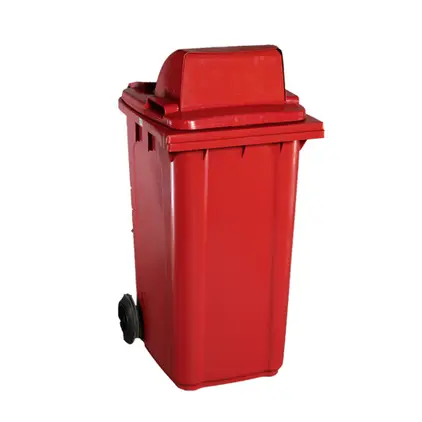 ถังขยะฝาสูง 1 ช่องทิ้ง มีล้อเลื่อน (120 ลิตร) F-003-1 สีแดง CHINTER