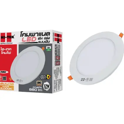 โคมพาเนล LED อีโค่ ทรงกลม แบบติดลอย 12W วอร์มไวท์ HI-TEK