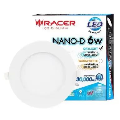 ** โคมไฟดาวน์ไลท์ LED 6W นาโน-ดี แสงขาว RACER