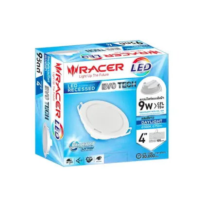 ** โคมดาวน์ไลท์ LED 4 นิ้ว 9W รุ่น EVO TECH แสงขาว RACER