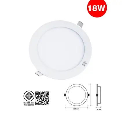 โคมพาแนล LED ทรงกลม แบบฝังฝ้า 18W ECO แสงนวล HI-TEK