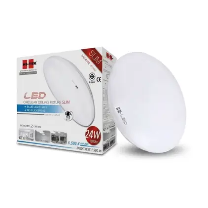 ชุดโคมเพดานกลม LED ลายเรียบ 24W รุ่น ECO สลิม แสงขาว HI-TEK