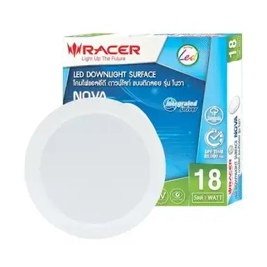 โคมไฟ LED ดาวน์ไลท์ โนวา 18วัตต์ ขอบขาว แสงขาว ( RACER