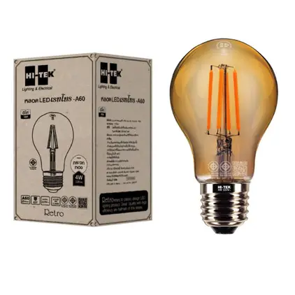 หลอด LED กระจกทอง ขั้ว E27 เรทโทร อีโค่ A60 HI-TEK