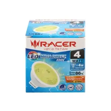 หลอด LED ขั้ว GU5.3 4W MR16 แสงเหลือง RACER