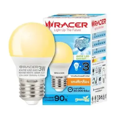 หลอดไฟเคที่ LED ขั้ว E27 3W G45 แสงเหลือง RACER