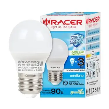 หลอดไฟเคที่ LED ขั้ว E27 3W G45 แสงขาว RACER