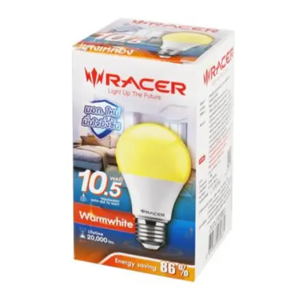 หลอดไฟ LED เคที บั๊บ E27 10.5W แสงเหลือง RACER