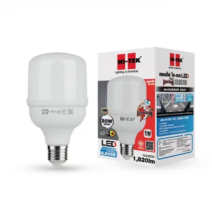 หลอดไฟ LED ทรง T E27 20W รุ่น มวยไทย Series แสงขาว HI-TEK