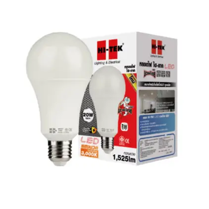 หลอดไฟ LED ทรง T E27 20W รุ่น มวยไทย Series แสงนวล HI-TEK