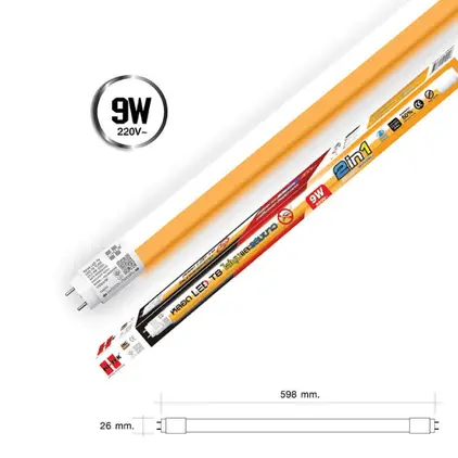 ชุดโคมไฟ LED T8 ขั้ว G13 ไล่ยุง 9W แสงขาว HI-TEK