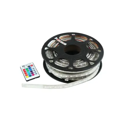 ไฟเส้น LED ริบบิ้น มีรีโมท 5 ม. 5050/60LED 220V RGB HI-TEK