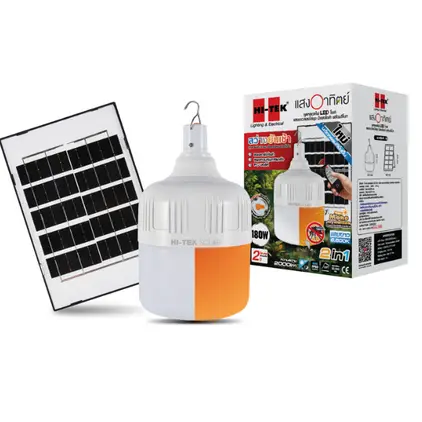 ชุดหลอดไฟ LED โซล่าเซลล์ พร้อมแผงและรีโมท ไล่ยุง 50W แสงขาว HI-TEK