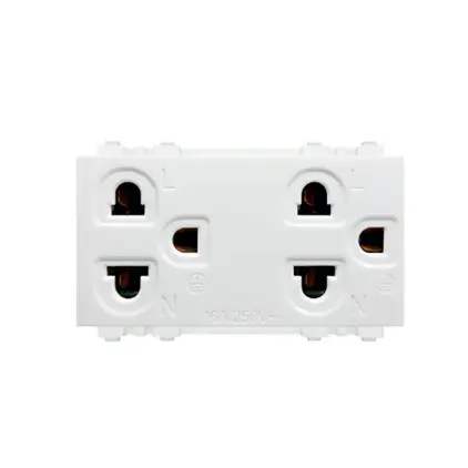 เต้ารับคู่ 3 ช่อง มีกราวด์ 16A 250V NN-P601 สีขาว NANO