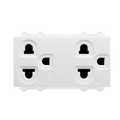 เต้ารับคู่ มีกราวด์ + ม่านนิรภัย 16A 250V NN-P602 สีขาว NANO