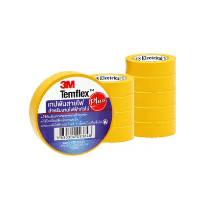 เทปพันสายไฟ Temflex Plus สีเหลือง 3M