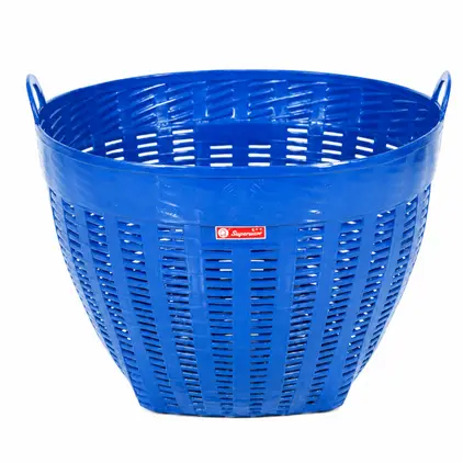 เข่งพลาสติก ชนิดกลม เบอร์ 50/1 สีน้ำเงิน (12ใบ/มัด) ตรางู