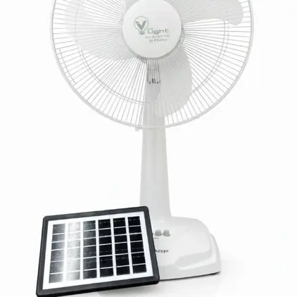 ** พัดลมโซลาร์เซลล์ ตั้งพื้น 16นิ้ว Foggy สีขาว VLIGHT