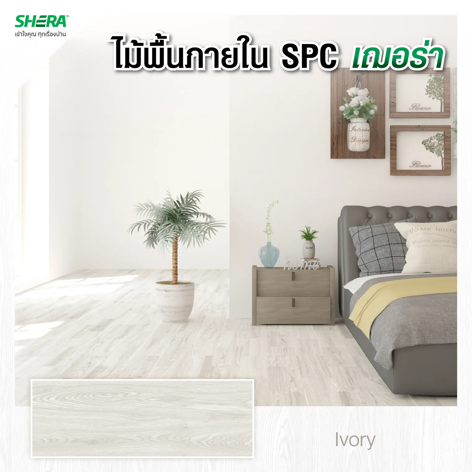 กระเบื้องยาง SPC FloorMD1_ 5 x 180 x 1230 มม. Ivory