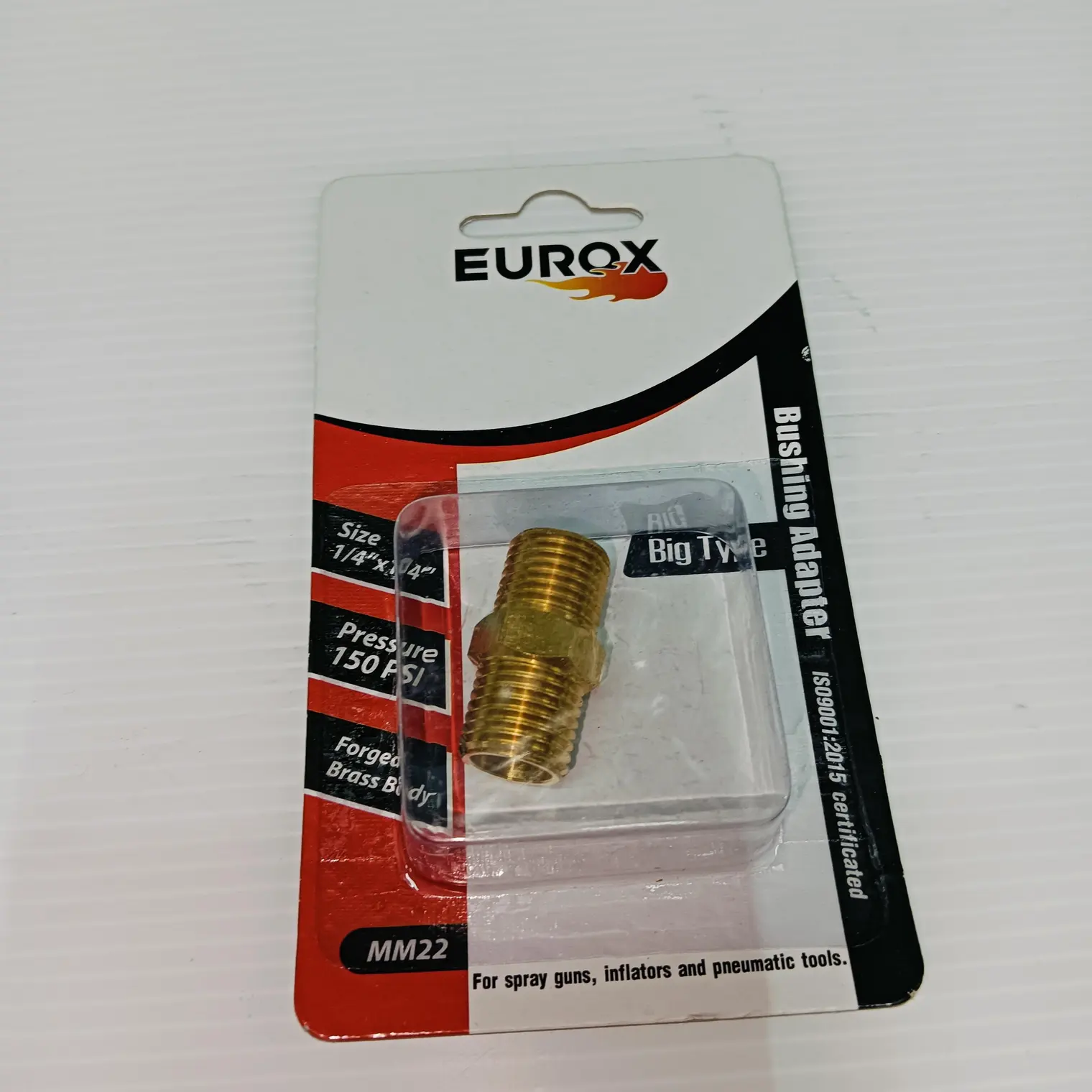 นิปเปิ้ลตัวผู้ทองเหลือง นิปเปิ้ล E (2-2) 1/4 นิ้ว x 1/4 นิ้ว EUROX