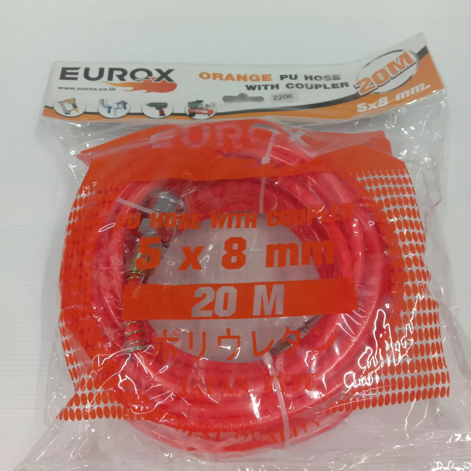 สายลมพร้อมใช้+สปริง E5x8 20 ม. สีส้ม EUROX