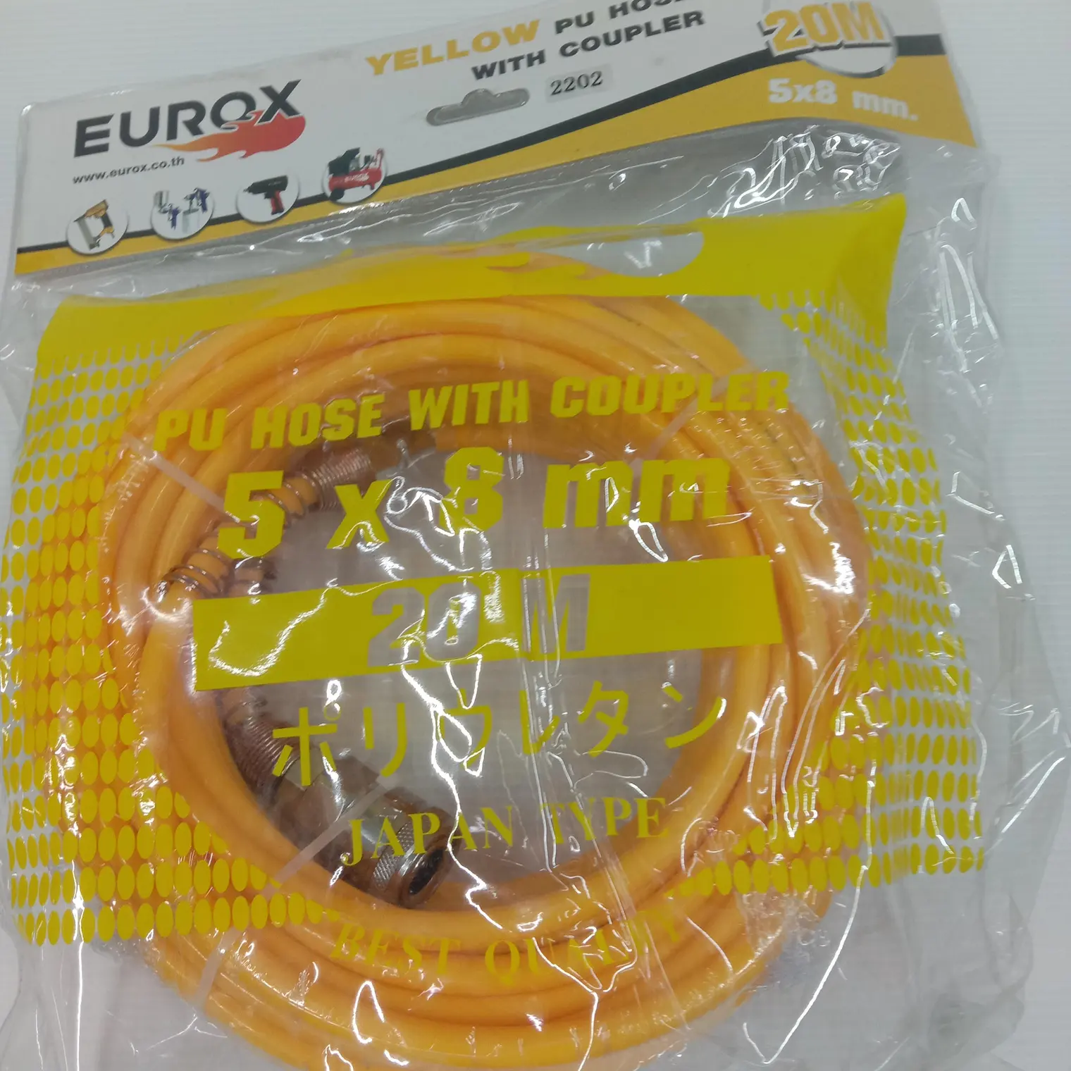 สายลมพร้อมใช้+สปริง E5x8 20 ม. สีเหลือง EUROX