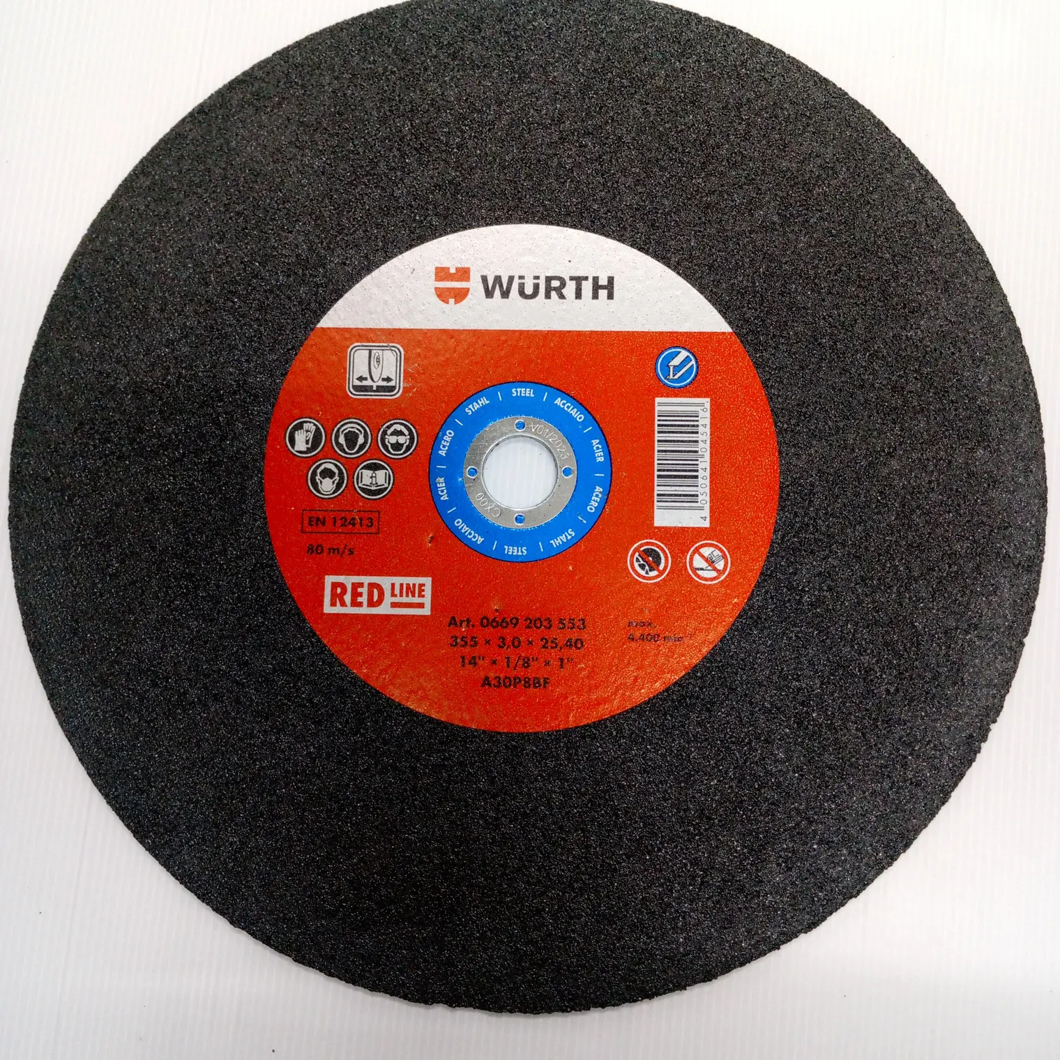 แผ่นตัดเหล็ก 355x3.0x25.4มม. รุ่น RED LINE WURTH