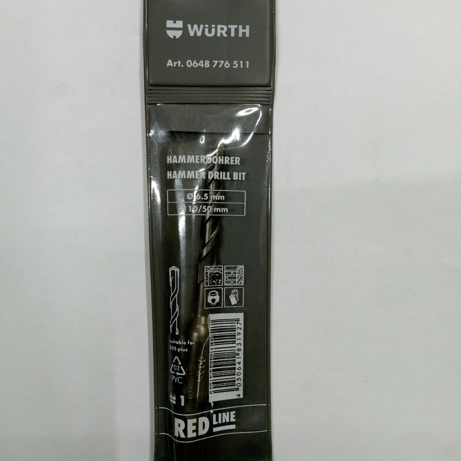 ดอกสว่านเจาะคอนกรีตมาตรฐาน 2แฉก RED LINE 6.5 x 110 มม. WURTH