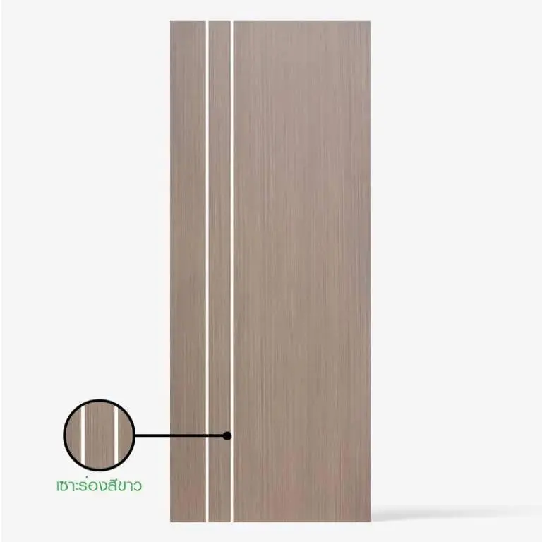 ประตูภายใน UPVC เซาะร่อง สี อ่อน 80 x 200 ซม. UC 2-2L สีน้ำตาลอ่อน ECO-DOOR