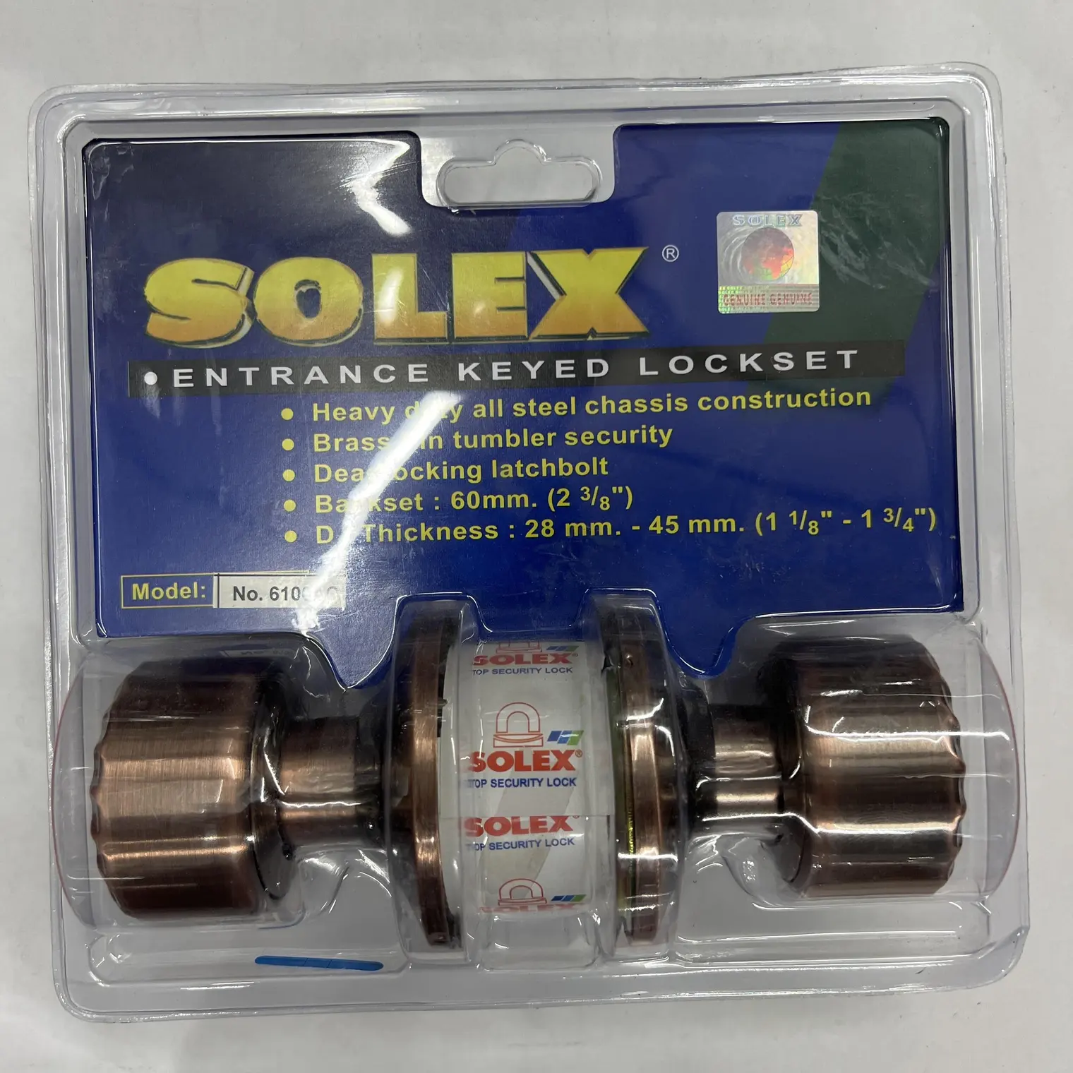 ลูกบิดประตู (แผง) 6100AC ลายไม้ SOLEX