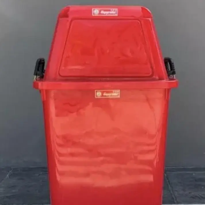 ถังขยะเหลี่ยม ฝาสวิงข้าง 125L. 125L สีแดง ตรางู
