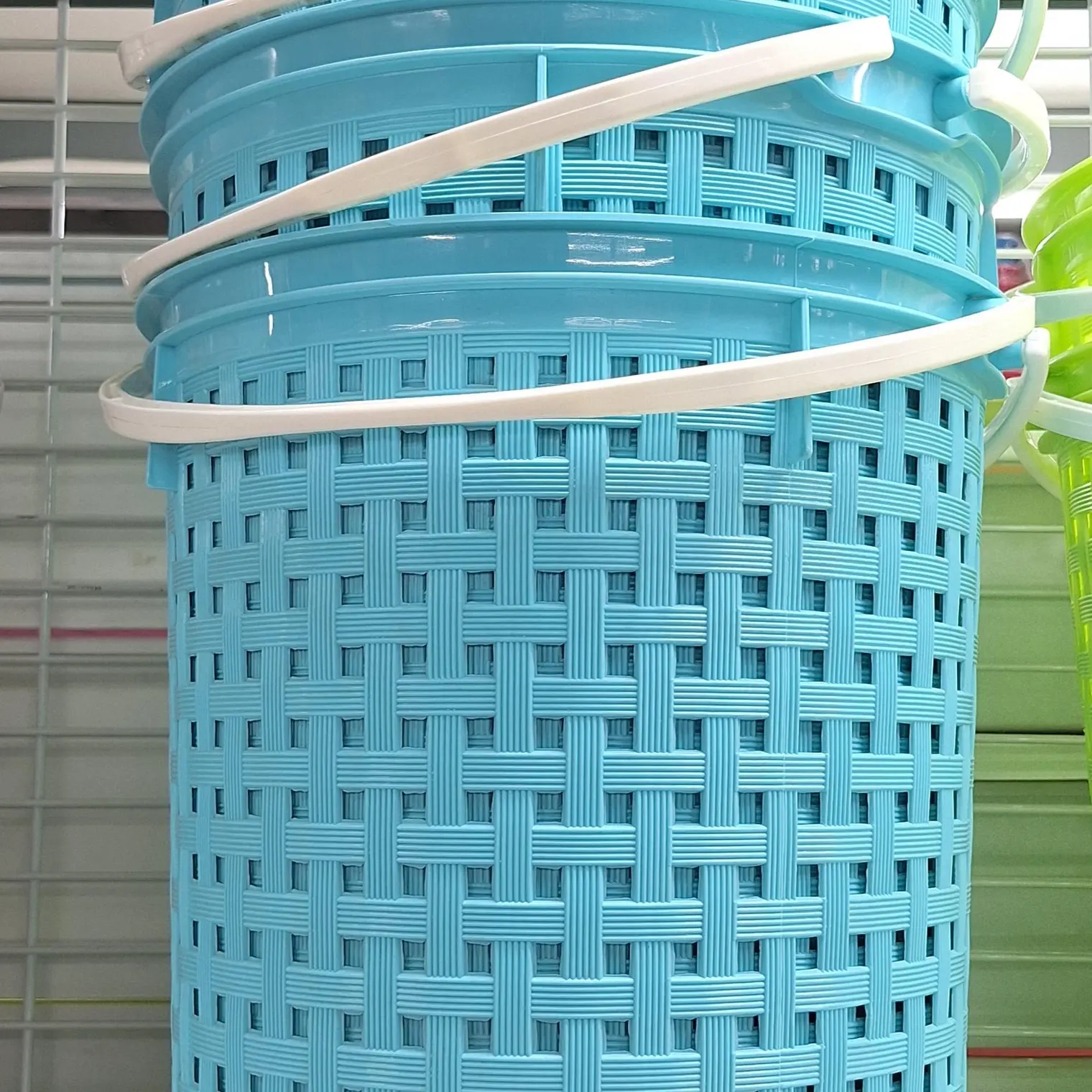 ตะกร้าลายหวาย 36.3x36.3x41 No.4212 สีฟ้า JCJ